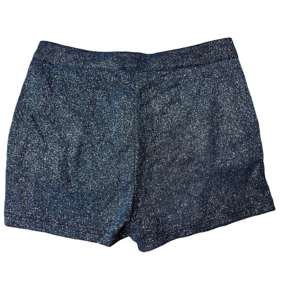 Shein Silver Blue Sparkle Mini Shorts Hot Pants Pockets Zip Closure Size Large - Picture 8 of 8